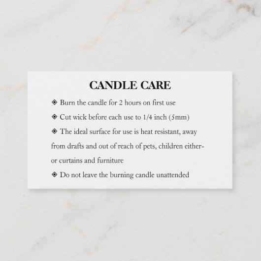 Candle Care Gold Gliter Chic Script Danke Karte (Rückseite)