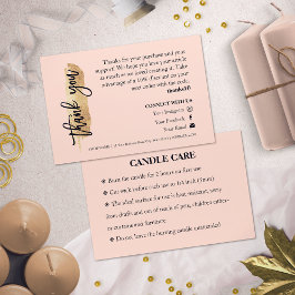Candle Care Gold Glitzer Chic Script Vielen Dank Visitenkarte
