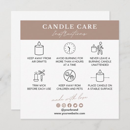 Candle Care Instructions Card (Vorne/Hinten)