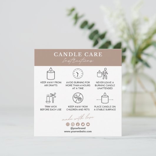 Candle Care Instructions Card (Stehend Vorderseite)