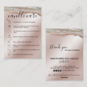 Candle Care Instructions Card Add Your Logo Agate Visitenkarte (Vorne/Hinten)