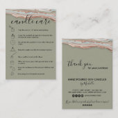 Candle Care Instructions Card Add Your Logo Agate Visitenkarte (Vorne/Hinten)