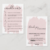 Candle Care Instructions Card Add your Logo Blush Visitenkarte (Vorne/Hinten)