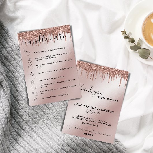 Candle Care Instructions Card Add Your Logo Tropfe Visitenkarte
