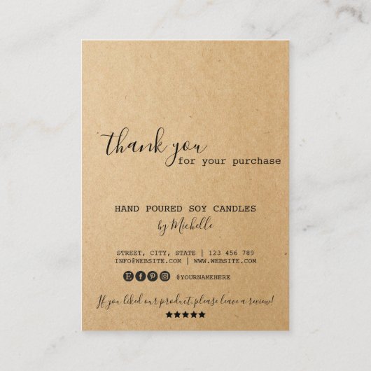 Candle Care Instructions Card Hinzufügen Ihres Log Visitenkarte (Rückseite)