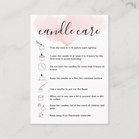 Candle Care Instructions Card Hinzufügen Ihres Log Visitenkarte (Vorderseite)