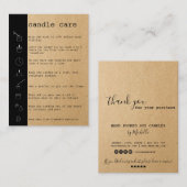 Candle Care Instructions Card Hinzufügen Ihres Log Visitenkarte (Vorne/Hinten)