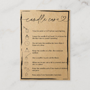 Candle Care Instructions Card Hinzufügen Ihres Log Visitenkarte
