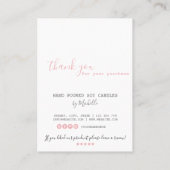 Candle Care Instructions Card Hinzufügen Ihres Log Visitenkarte (Rückseite)