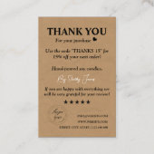 Candle Care Kraft Papier | Benutzerdefiniertes Log Visitenkarte (Rückseite)