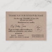 Candle Care Kraft Papier | Benutzerdefiniertes Log Visitenkarte (Rückseite)