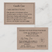 Candle Care Kraft Papier | Benutzerdefiniertes Log Visitenkarte (Vorne/Hinten)