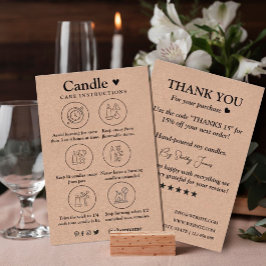 Candle Care Kraft Papier | Benutzerdefiniertes Log Visitenkarte