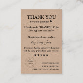 Candle Care Kraft Papier | Benutzerdefiniertes Log Visitenkarte (Rückseite)