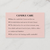 Candle Care Pink Chic Skript Danke Karte (Rückseite)