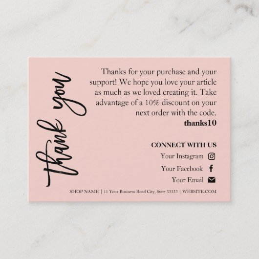 Candle Care Pink Chic Skript Danke Karte (Vorderseite)