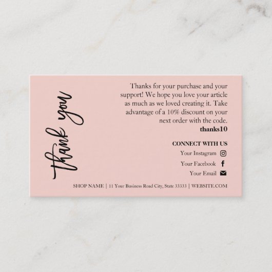 Candle Care Pink Chic Skript Danke Karte (Vorderseite)