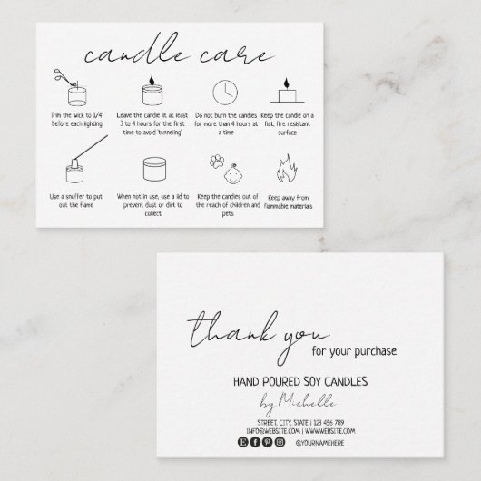 Candle Care Vielen Dank Ihr Kartenlogo Einfach mod Visitenkarte (Vorne/Hinten)