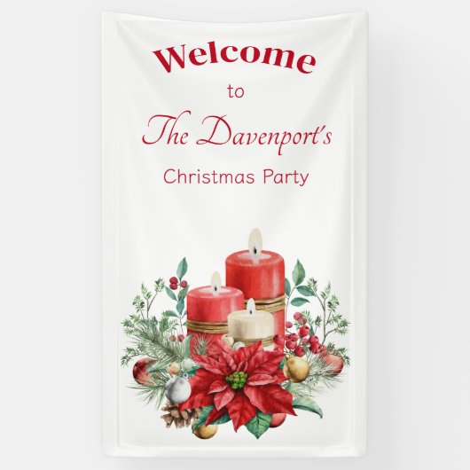 Candle Center mit Poinsettia-Blume Banner (Vertikal)