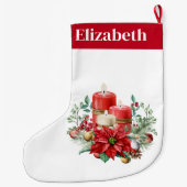Candle Center mit Poinsettia-Blume Großer Weihnachtsstrumpf (Rückseite)
