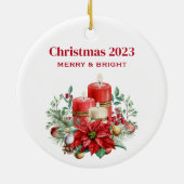 Candle Center mit Poinsettia-Blume Keramik Ornament (Hinten)