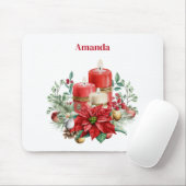 Candle Center mit Poinsettia-Blume Mousepad (Mit Mouse)