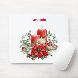 Candle Center mit Poinsettia-Blume Mousepad
