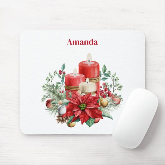 Candle Center mit Poinsettia-Blume Mousepad (Mit Mouse)