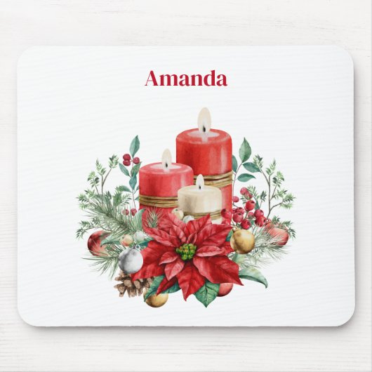 Candle Center mit Poinsettia-Blume Mousepad (Vorne)
