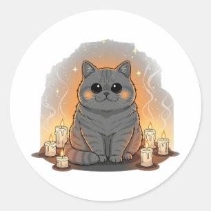 Candle Circle Brit - British Shorthair Halloween Runder Aufkleber