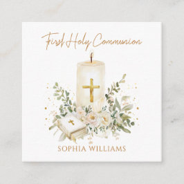 Candle Cross Bible Greenery First Holy Communion  Begleitkarte