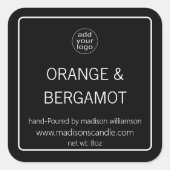 Candle | Einfache Minimalistische Schwarz/Weiß-Adl Quadratischer Aufkleber (Vorderseite)