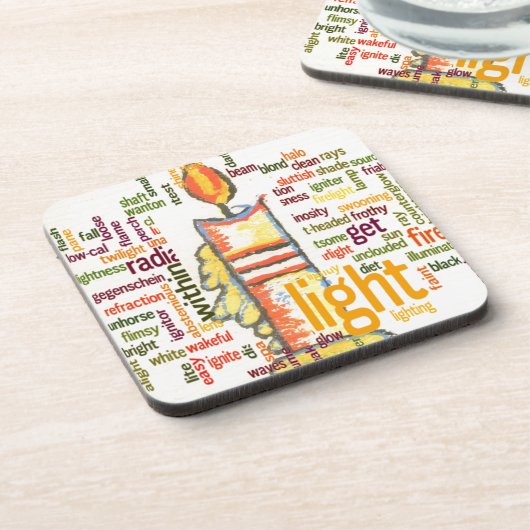 Candle Flame Word Cloud Art Print Getränkeuntersetzer (Linke Seite)