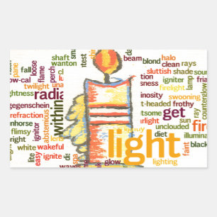 Candle Flame Word Cloud Art Print Rechteckiger Aufkleber