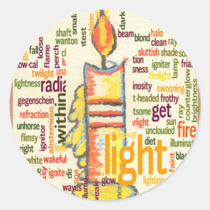 Candle Flame Word Cloud Art Print Runder Aufkleber