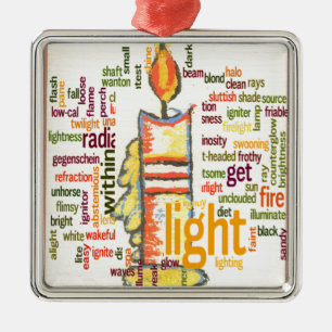 Candle Flame Word Cloud Art Print Silbernes Ornament