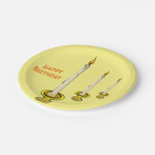 Candle Happy Birthday Paper Tellers Pappteller (Schrägansicht)
