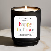 Candle "Happy Holiday" Quadratischer Aufkleber
