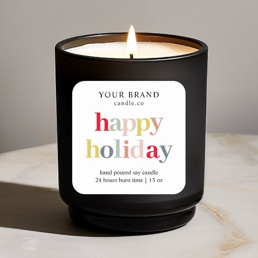 Candle "Happy Holiday" Quadratischer Aufkleber