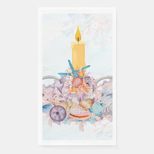 Candle Holiday mit Seashells & Coral Guest Handtüc Serviette (Vorderseite)