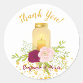 Candle in Mason Jar Gold Sparkle Wedding Runder Aufkleber (Vorderseite)