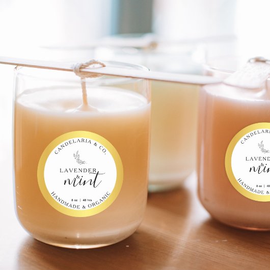 Candle Jar Gold Foil Effect Label Packung Runder Aufkleber
