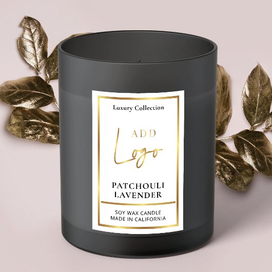 Candle Jar Packaging Label Gold Logo Elegant Lebensmitteletikett