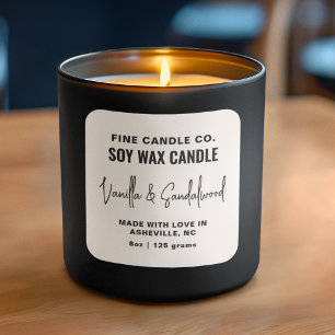 Candle Label Elegante Moderne Minimalistische Schw Quadratischer Aufkleber