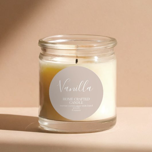 Candle Label Minimalistisch Beige Aufkleber