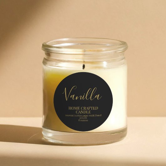 Candle Label Minimalistisch Black Gold Aufkleber