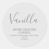 Candle Label Minimalistisch Grau Aufkleber (Vorderseite)