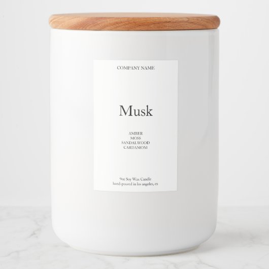 Candle Label Minimalistisch Strong Simple Soy Wax Lebensmitteletikett (Vorderseite)