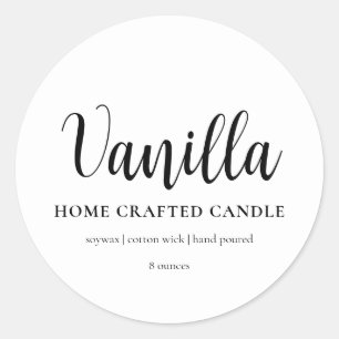 Candle Label Minimalistisch White Runder Aufkleber