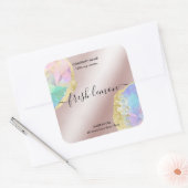 Candle-Label moderne minimalistisch-irisierende Op Quadratischer Aufkleber (Umschlag)